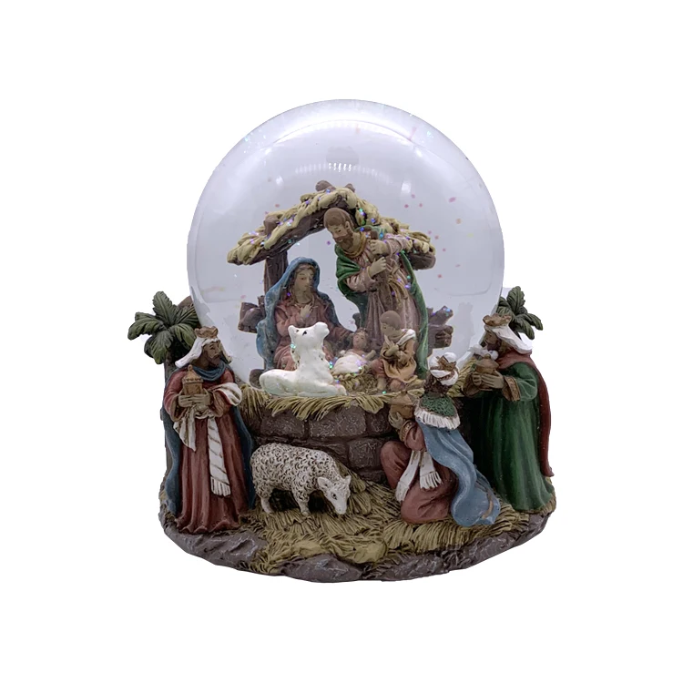 
120MM custom resin snow ball Jesus Christmas for Christmas decoration gift crafts 