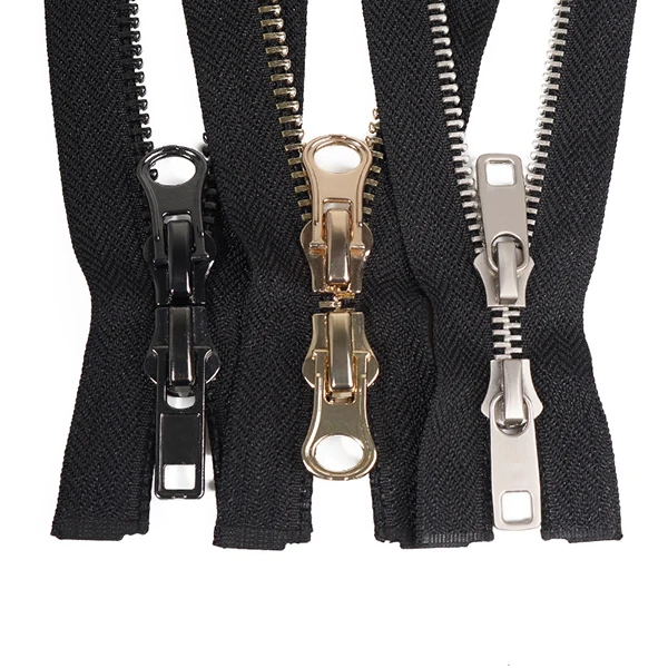 SAS 3 # 5 # 8 # Double Open Tail Metal Zipper Y Teeth Double Pull Head Pull Lock Clothing Zipper Wholesale