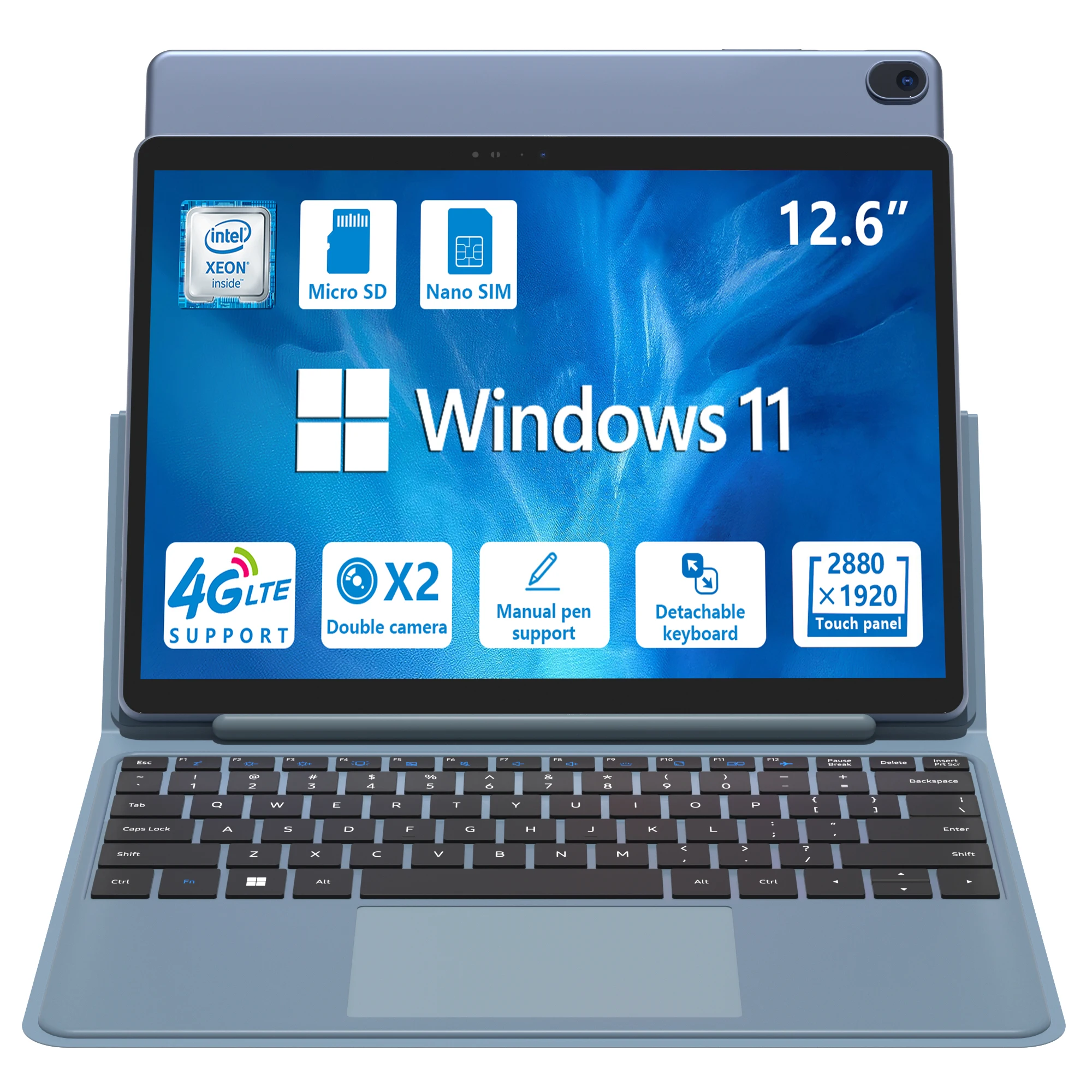 Windows11/ Linux 2-in-1 12.6 Inch Window Tablet PC Intel Win11 OS tablet laptop with stylus pen