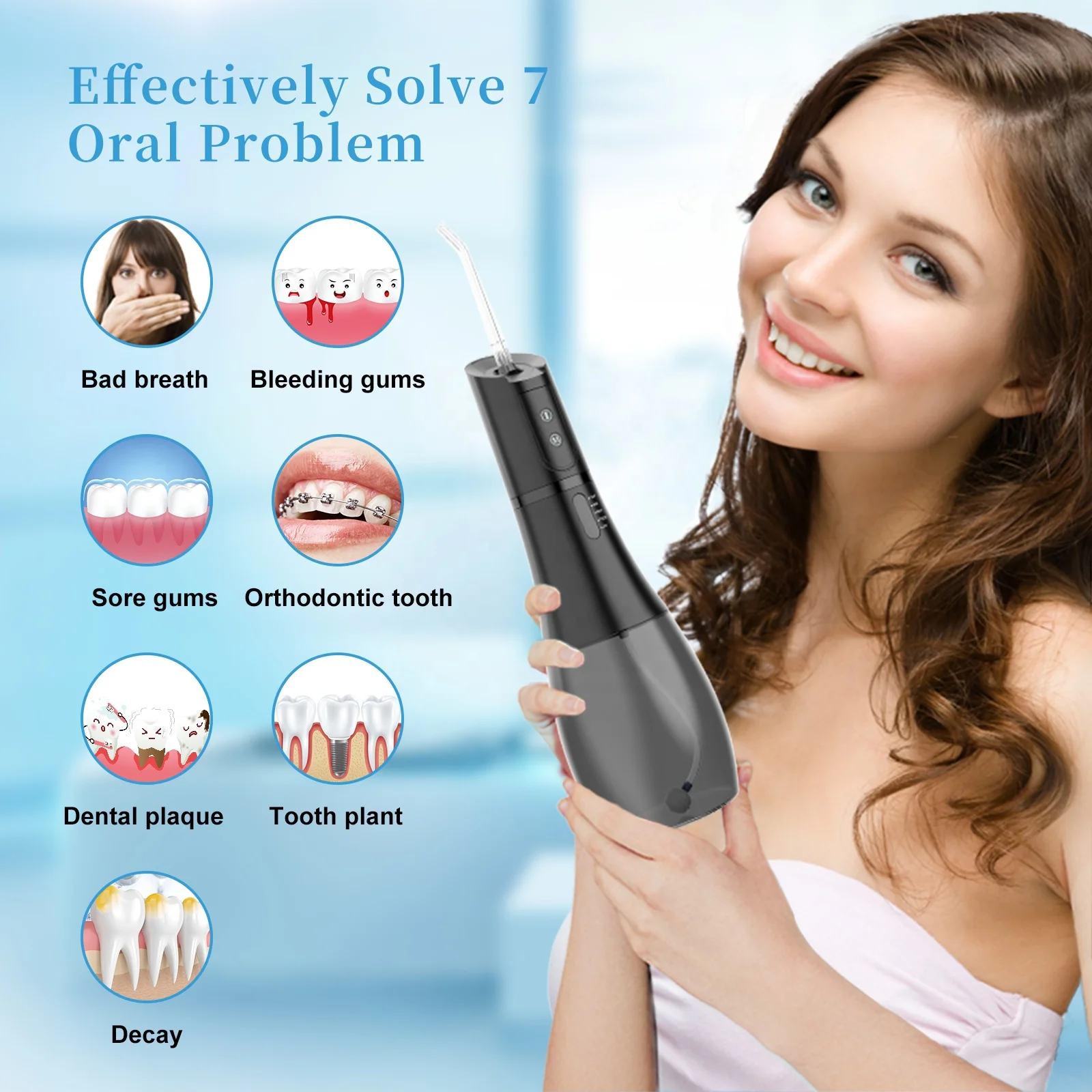 400ML Cordless Oral Irrigator Rechargeable Portable Dental Teeth Whitening Home Travel 5 Modes Water
