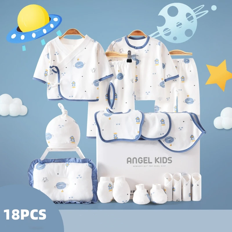 18 To 24 Pcs Newborn 100 Cotton Jumpsuit Romper Gift Box Kit First Laying Set Baby Clothes Baby Boy Clothes 0-3 Months