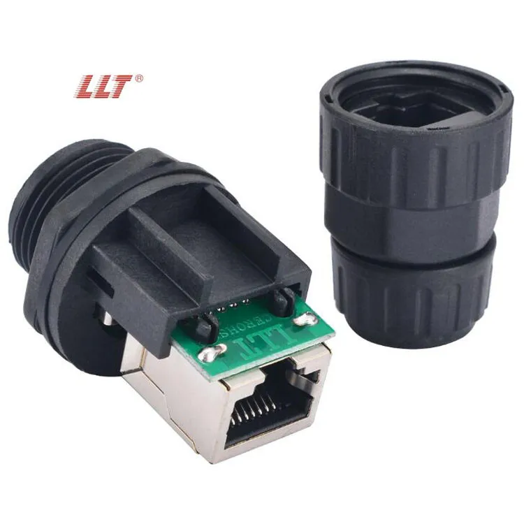 LLT M19 RJ45 Panel Mount Waterproof Connector Shielded Front Mount Female IP67