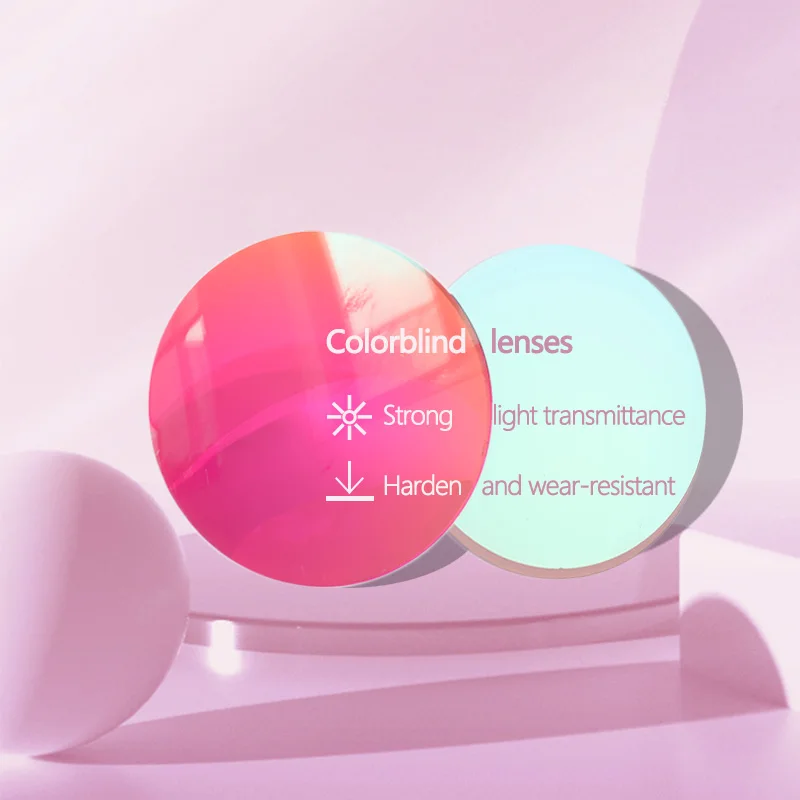 1.56 Photochromic Anti-Blue Vision Eyeglasses Lenses Universal All Colors Red Green Color Weakness for Myopia Tree Blindness