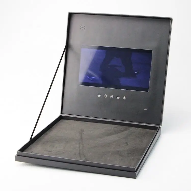 OEM Hard Cover Linen Box 4.3 5 7 10.1 inch Video Business Greeting Card Video Brochure Book Album for IPS LCD Display