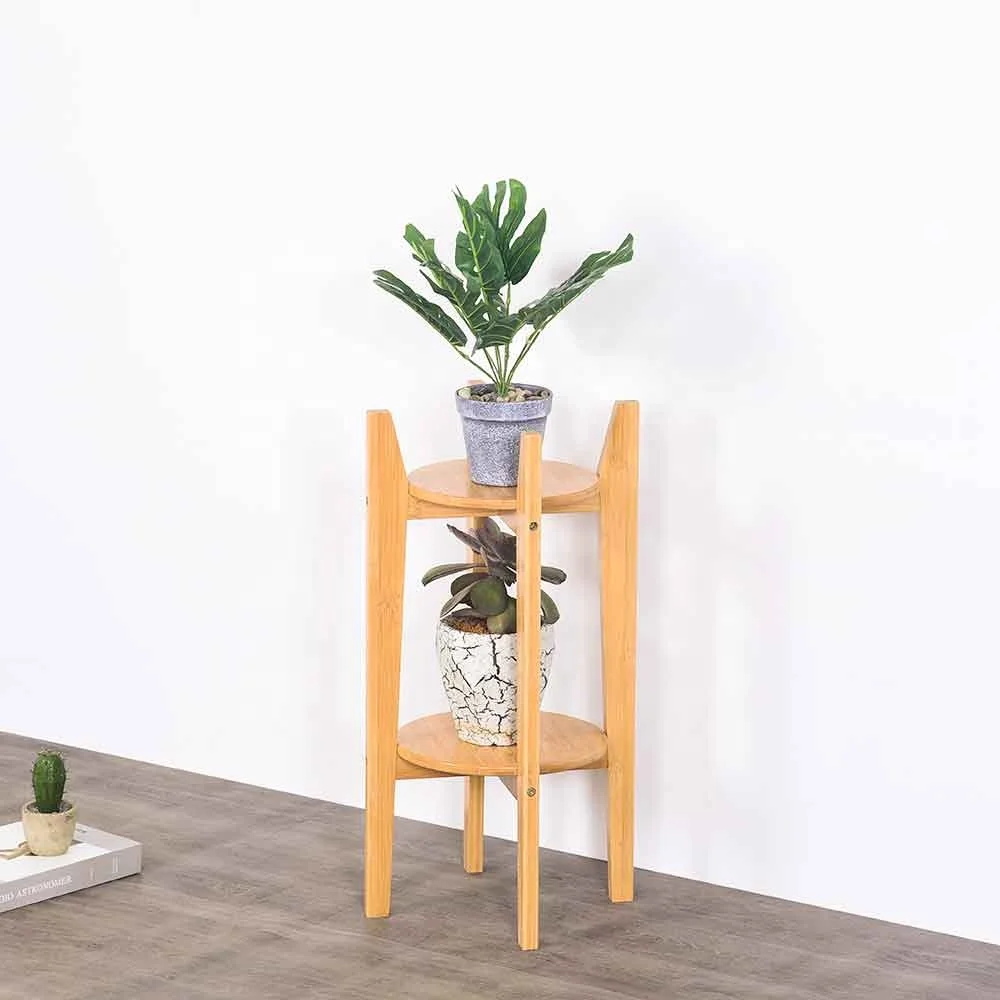 2 Tier Plant Stand Indoor Tall Ladder Flower Pot Stands Bamboo Corner Plant Stand