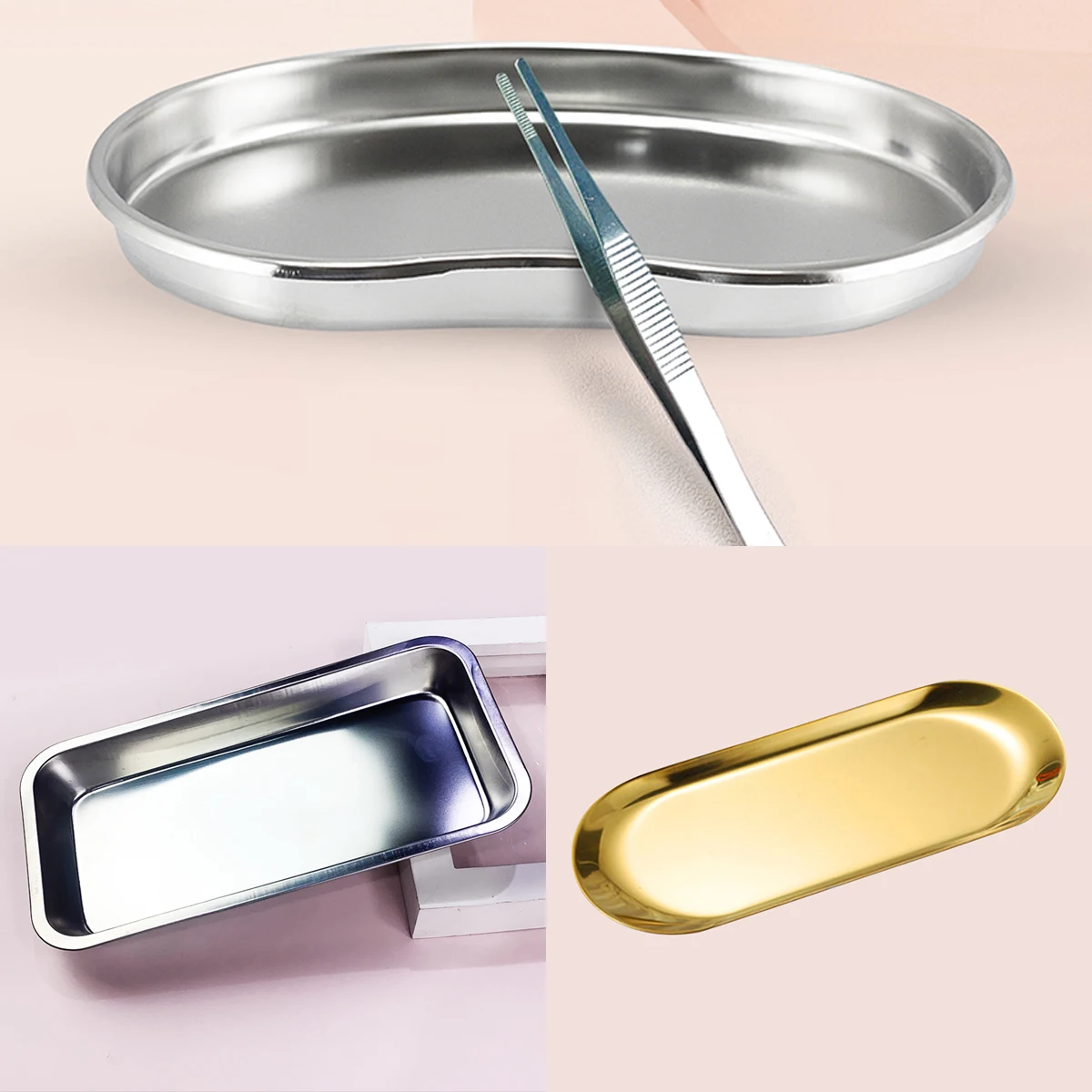 OEM Stainless Steel Metal Tray Oval Beauty Tattoo Tool Tray Accessories Other Body Art