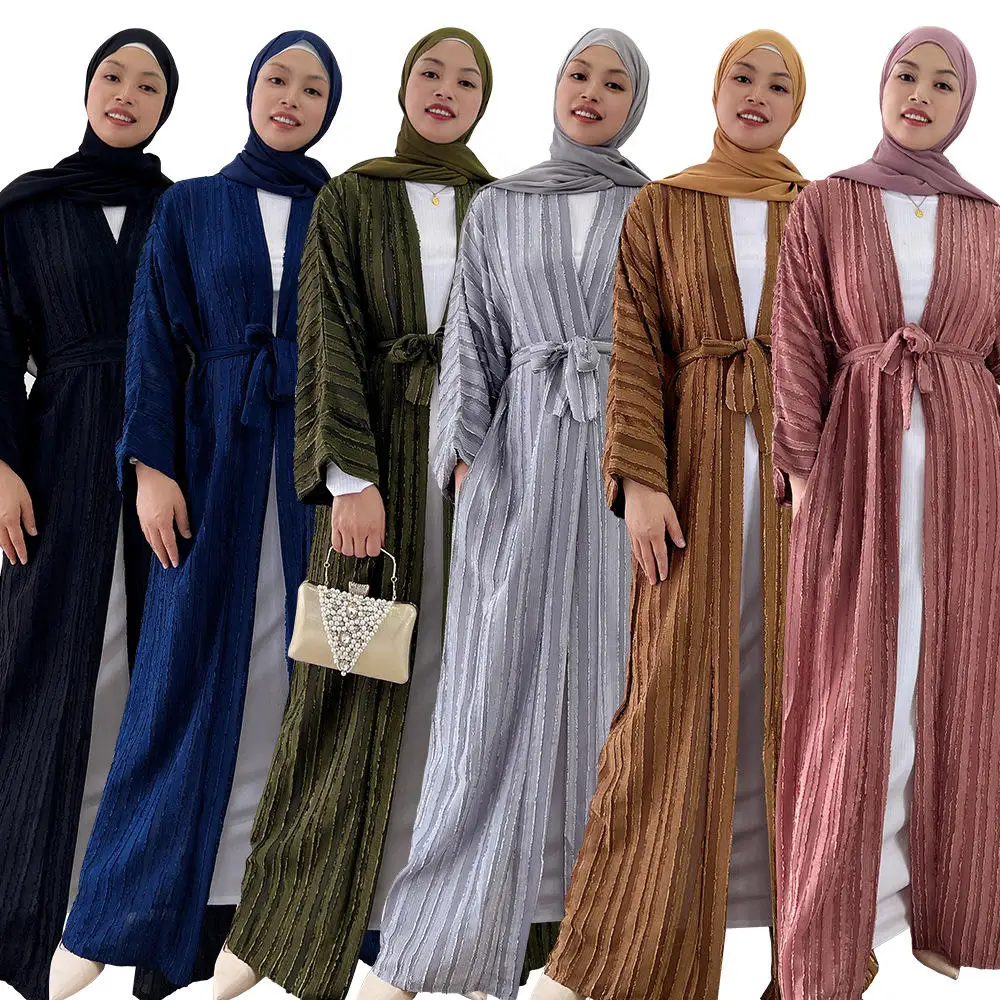 Hot Sale Middle Eastern Ethnic Style Cardigan Top Fashion Knitted Gown Arabian Saudi Women Robes Dresses
