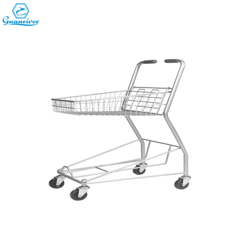 Japanese style Customized Supermarket 2 Tier Shopping Trolley With Double Baskets