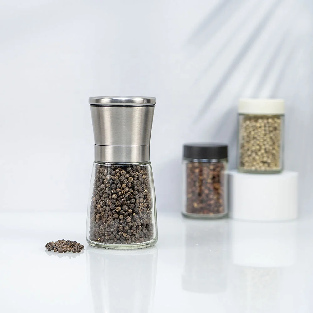 Factory Sale Manual Adjustable Glass Salt and Pepper Grinder