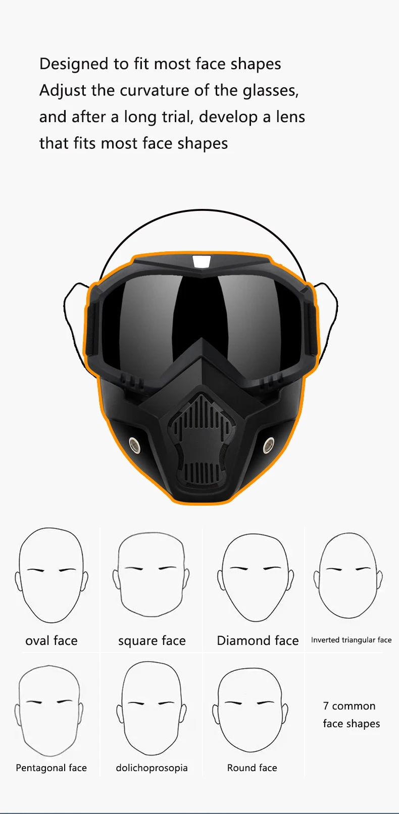 Hot Sale Motorcycle Goggles Removable Motorcycle Goggles Dust Protection Glasses Removable Face Mask Windproof Helmet