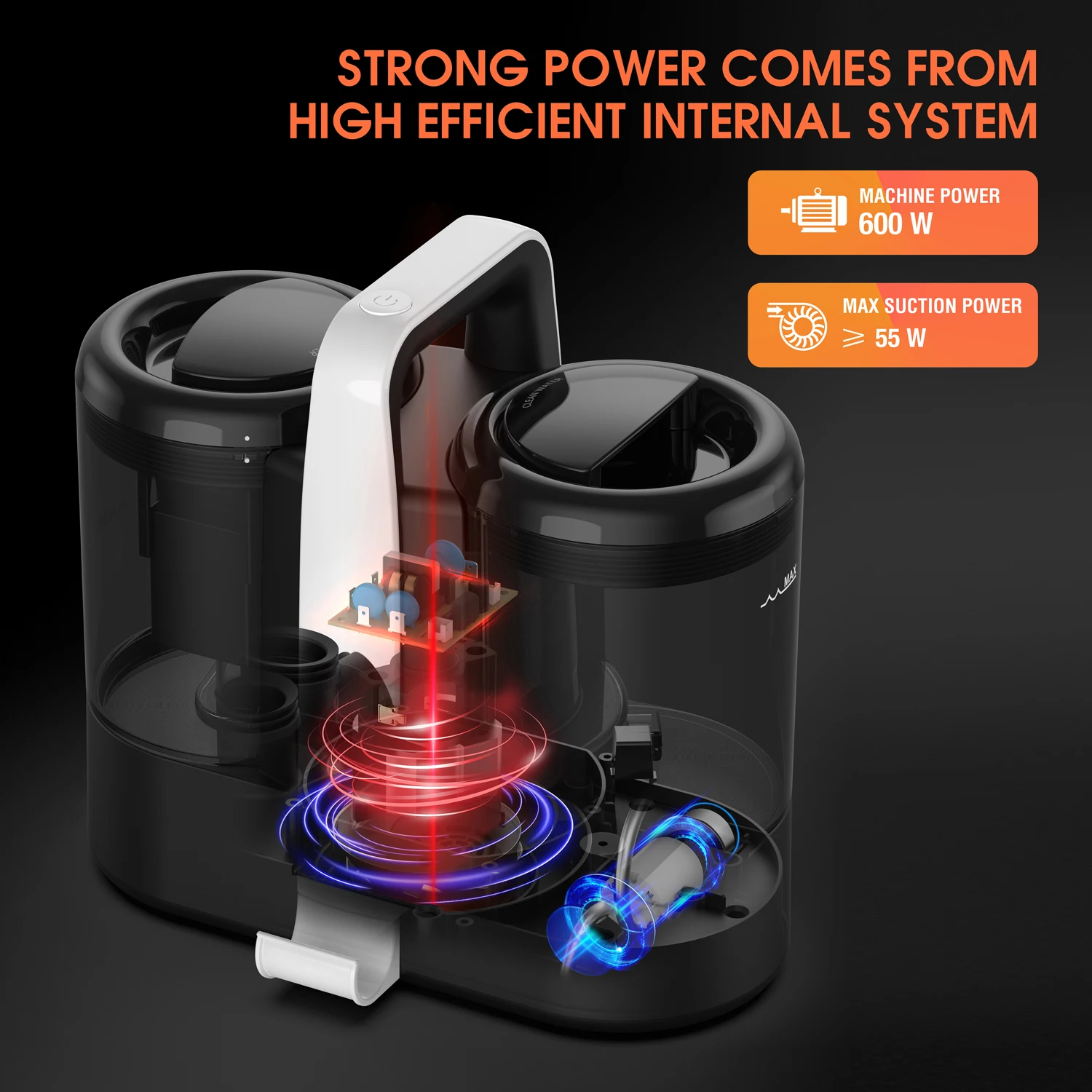 Portable Carpet Cleaner Spot Cleaner 450W Powerful Suction Pet Stain Remover Fabric Cleaning Machine Sofa Washing Vacuum Cleaner