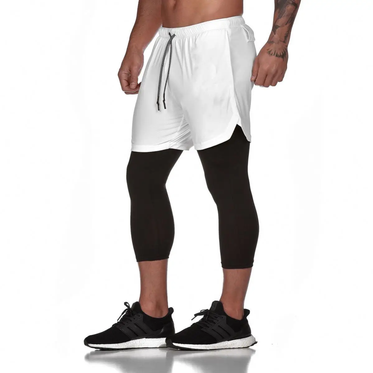 Custom logo Gym Capri Legging Double Layer Sports Running Quick Dry Shorts for Men