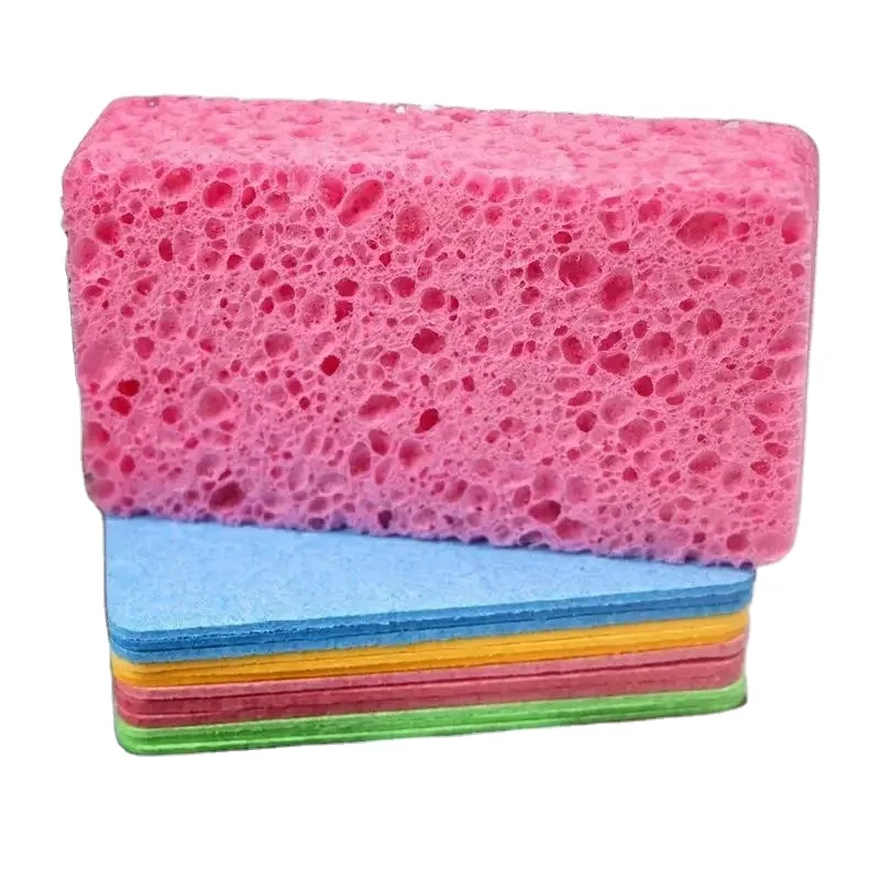 11*7*3cm natural wood pulp cellulose sponge biodegradable and reusable scouring pad kitchen household cleaning