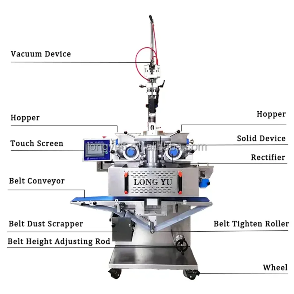 LONGYU CE ISO9001 Moon Cake Machinery Maamoul Meat Floss Encrusting Filling Mooncake Making Machine