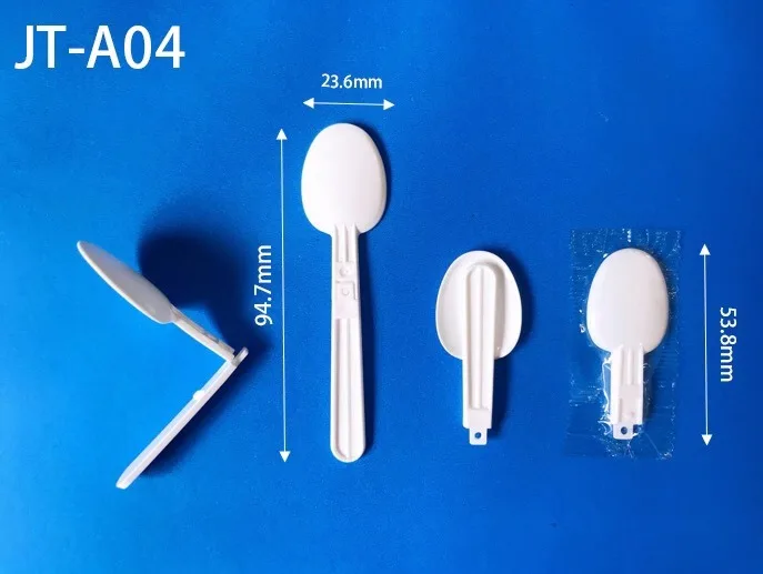 Newest design Curved handle products Frozen safety material mini disposable plastic yogurt white Ice Cream foldable Spoon