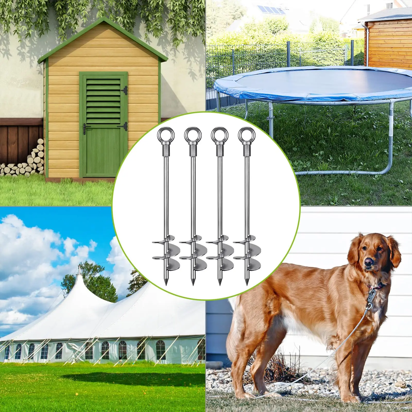 18 Inch Heavy Duty Screw in Ground Anchors Fully Welded Earth Anchor Stakes Carport Tent Hurricane High Wind Shed Ground Anchors