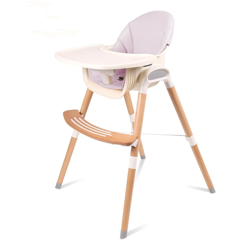 Baby Wood High Chair with Adjustable height and Rocker function for feeding