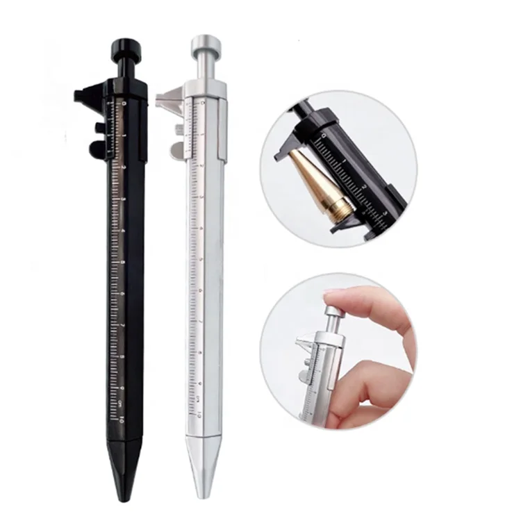 Multifunction smooth writing vernier caliper 2 in 1 plastic ballpoint pen creative stationery for office and promotion