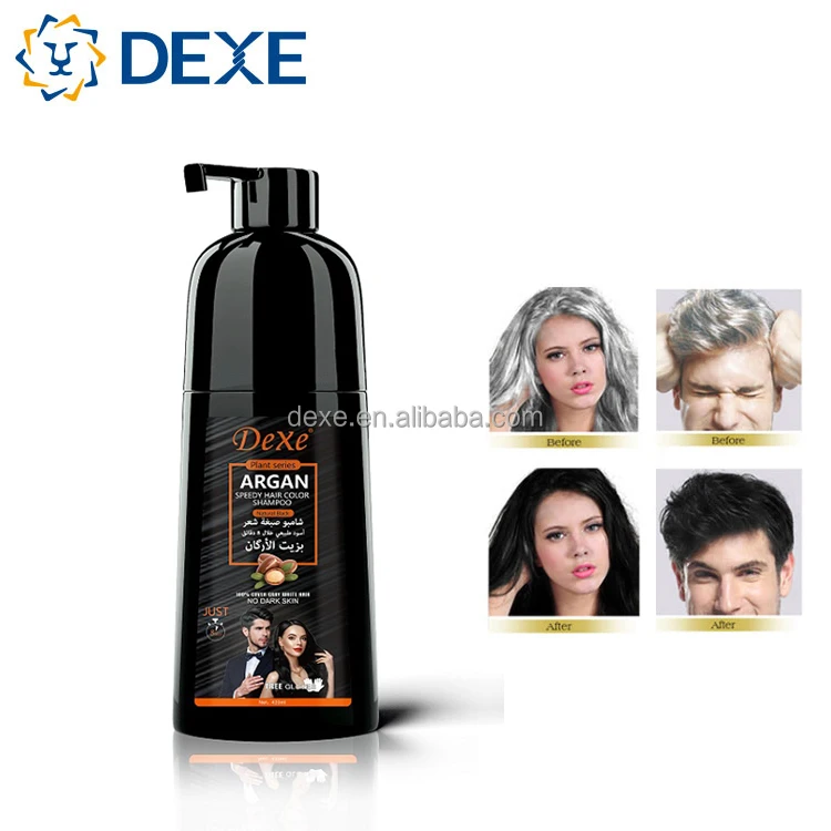 Dexe Cinema speed argan oil black hair color shampoo no dark skin 100% cover gray white hair original factory private label OEM
