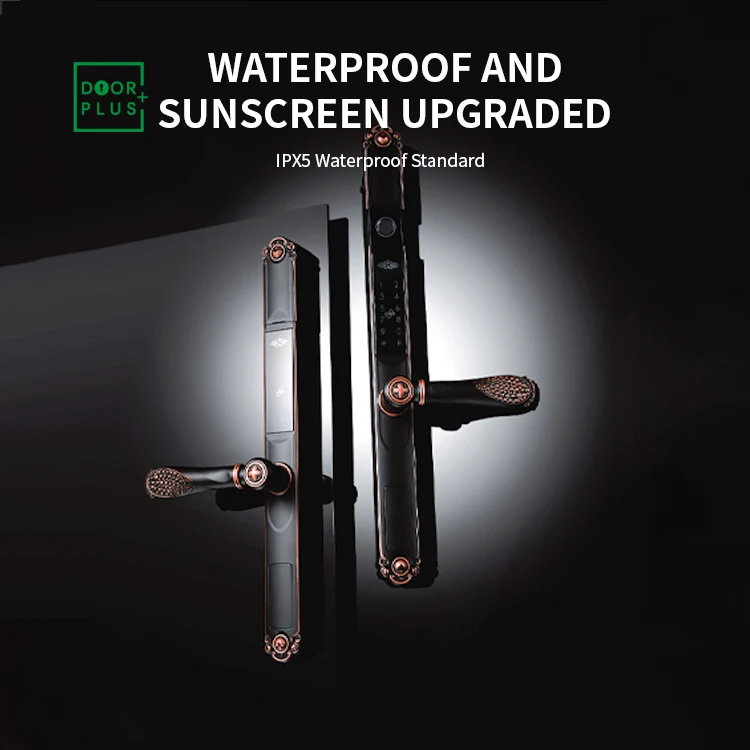 Doorplus Fingerprint Keyless Smart Door Handle Lock Tuya Lock Biometric Fingerprint Digital Keyless Entry Smart Door Lock