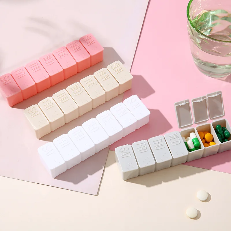 Easy Open pastillero Vitamin pill case Dispenser 7 Compartments Plastic medicine box medicine container