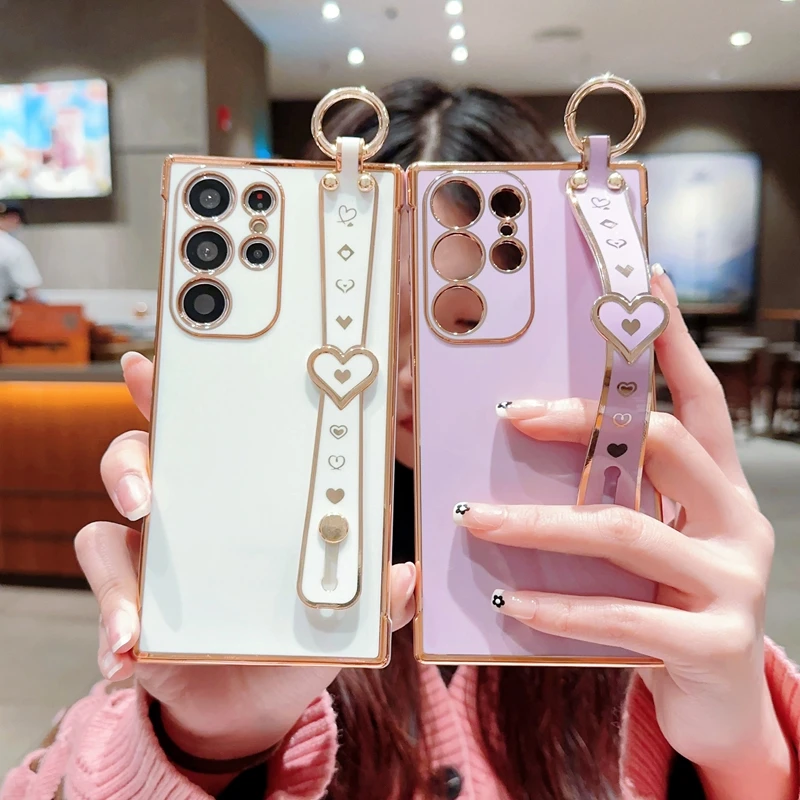 For Samsung Galaxy A34/A54/A14/A52/A33 Heart design tpu gel cover case with belt