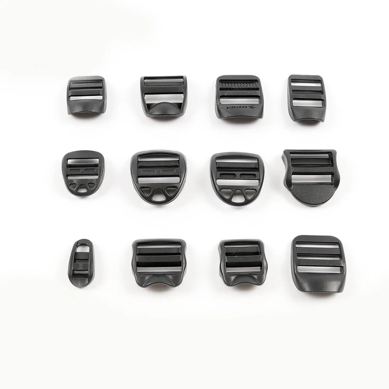 SAS Factory Wholesale 21mm 22mm 26mm Black Plastic Ladder Lock Buckle Strap Webbing Backpack Adjuster