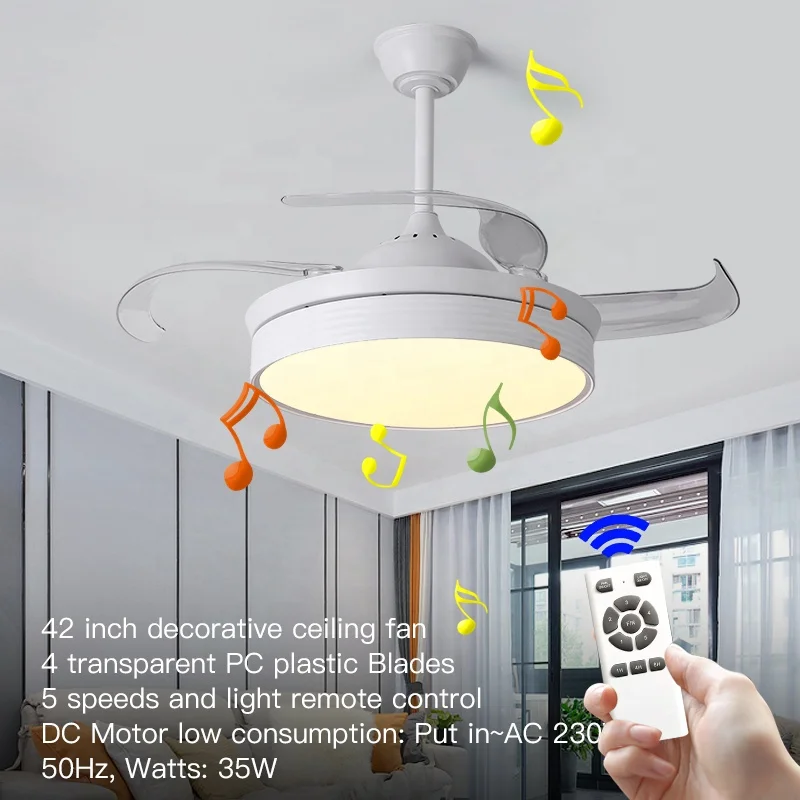 new model speaker abanico fan light RGB color ceiling with 220v 42