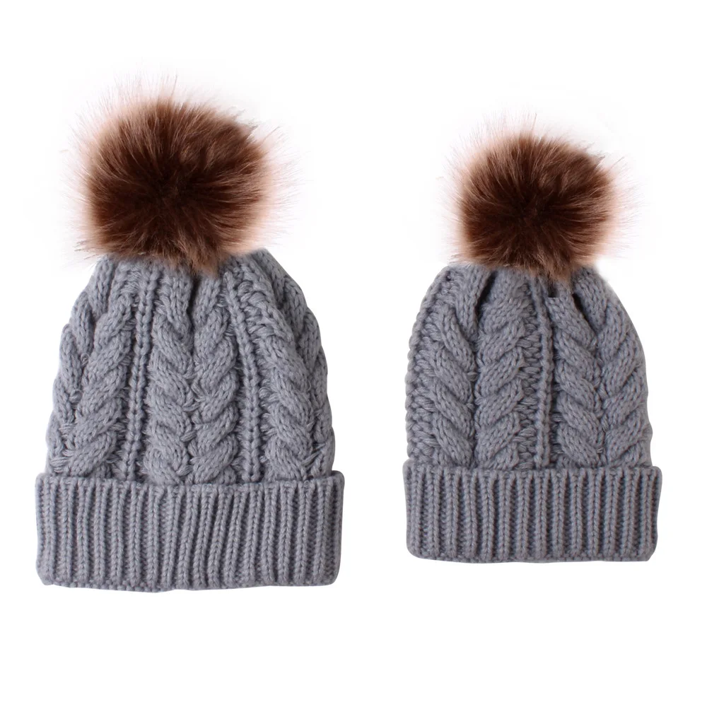 Factory Price News Twist Parent-child Lady Hat Mom Baby Keep Warm Knitted Hat