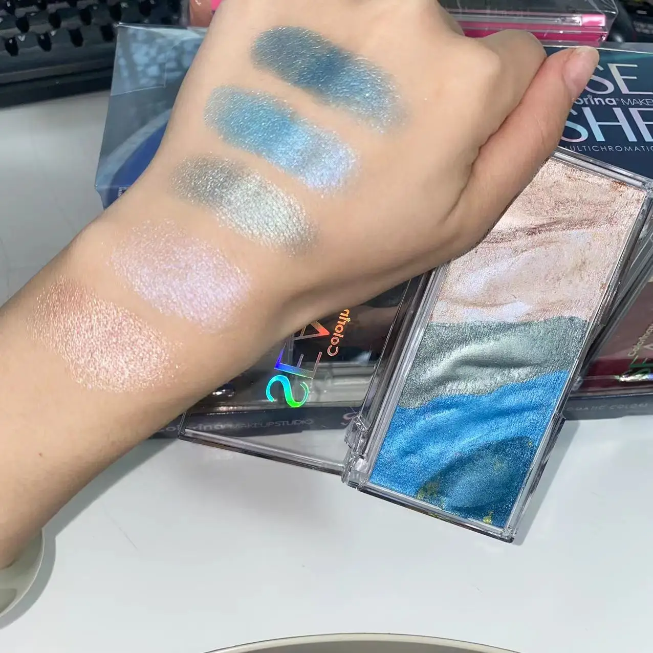 Палитра теней для век, 5 цветов, оптовая продажа, дешевая цена, влажный порошок с высоким содержанием пигмента, 4 типа, этикетка с логотипом заказчика