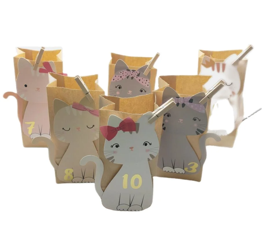 Advent Calendar to Fill with 1-24 Numbers Stickers 24 Kraft Bags for Christmas Party Supplies