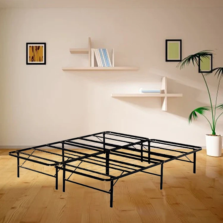 14Inch Height  2 Step Set Up Big Storage Space Easy To Store Leather Steel Metal Folding Bed Frame Base