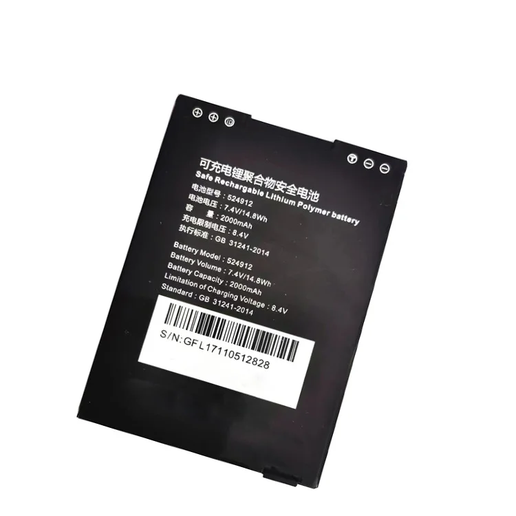 P1000 Battery 7.4V 2000mah 524912 Pos Terminal Battery For Smartpeak