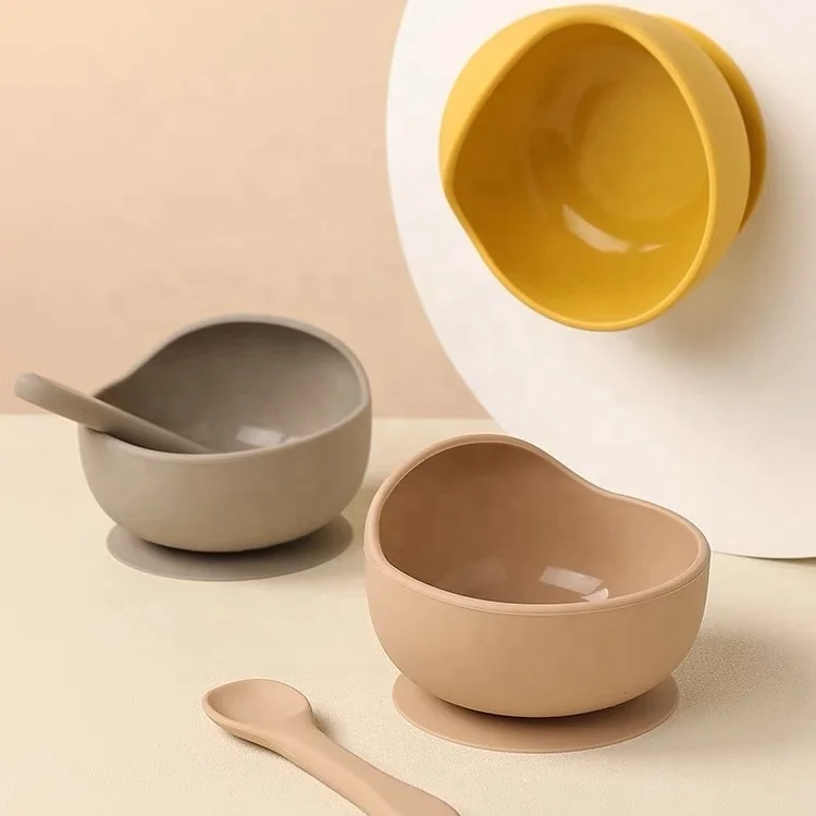 silicone baby suction bowl baby toddler plate feeding silicone dinner plate baby cutlery