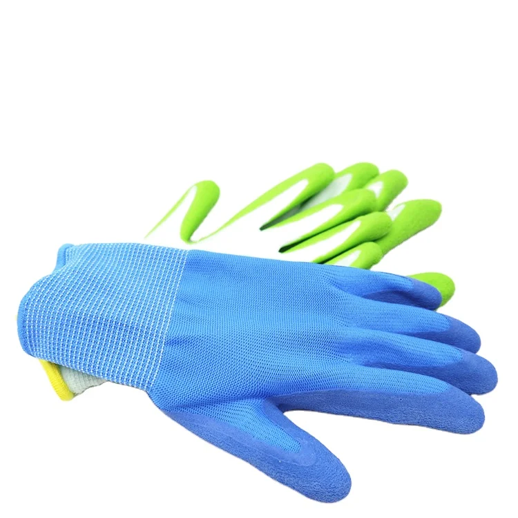 Premium Kids Polyester Nylon Knitted Shell Foam Latex Gloves Hand Safety Kids Garden Gloves