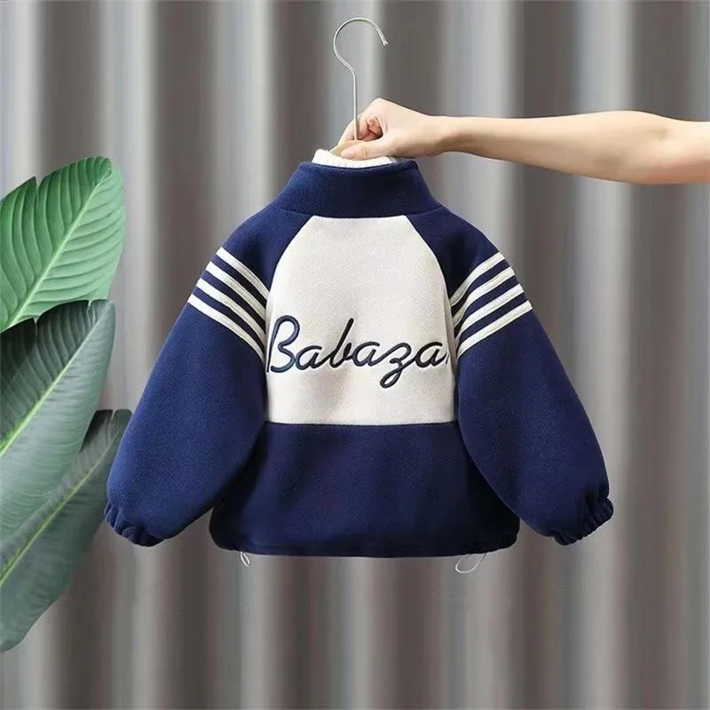 2023 new arrival fashion zipper polar fleece winter outwears coats for kids boys