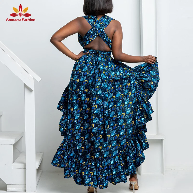 Best price African print infinity dress hi low  DRESS Free combination to wear for many way clothing