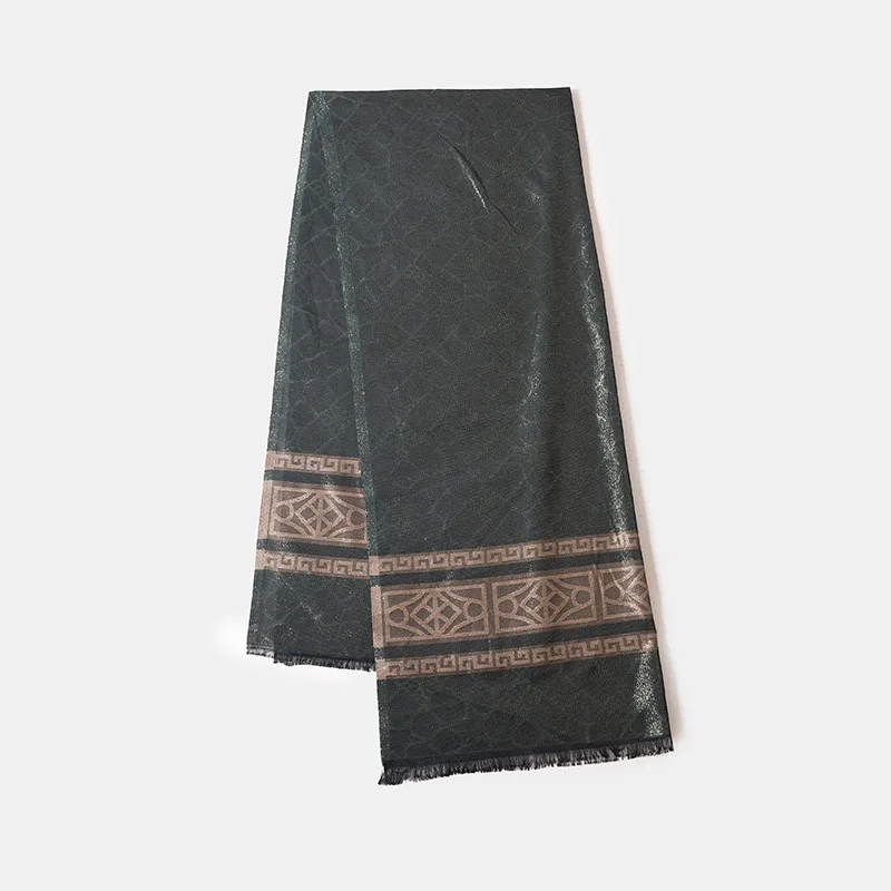 Fashion ethnic shimmer striped headscarf khimar viscose jersey hijab tassel turbans plain cotton knitted shawl for women custom