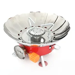 Camping Stove with Fuel Can Stabilizer, Portable Windproof Camping Gas Stove with Carry Case, Mini Foldable Gas Tank Tripod, Poc