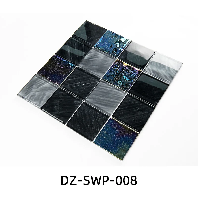 Custom Rainbow Mosaic Swimming pool Mosaic Swimming Pool Ceramic Tile Bathroom Crystal Black Mosaic Tiles With Varied Colors