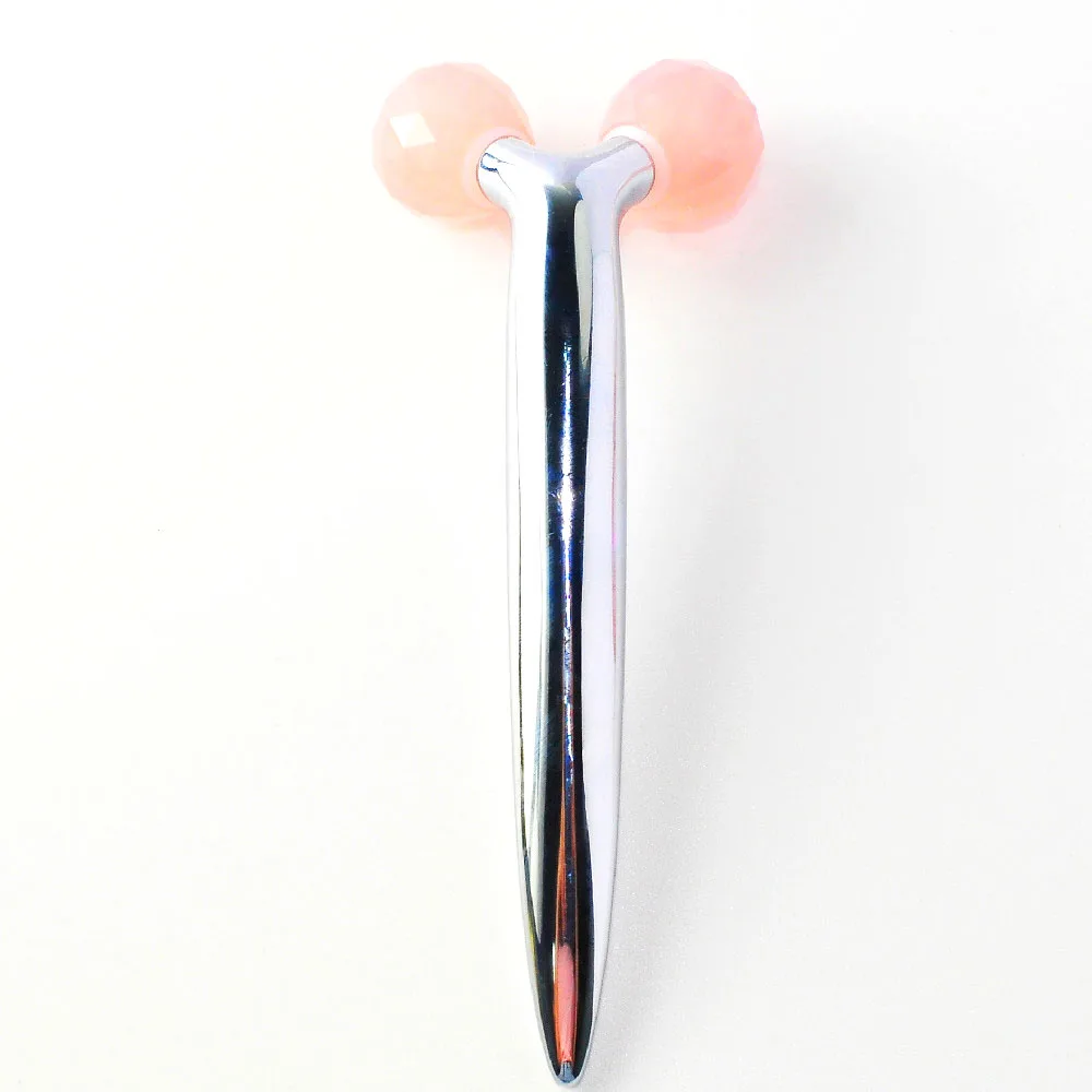 3D Rotate Roller Natural Stone Anti Aging Face Massager Relaxation Natural Rose Quartz Pink Jade Roller