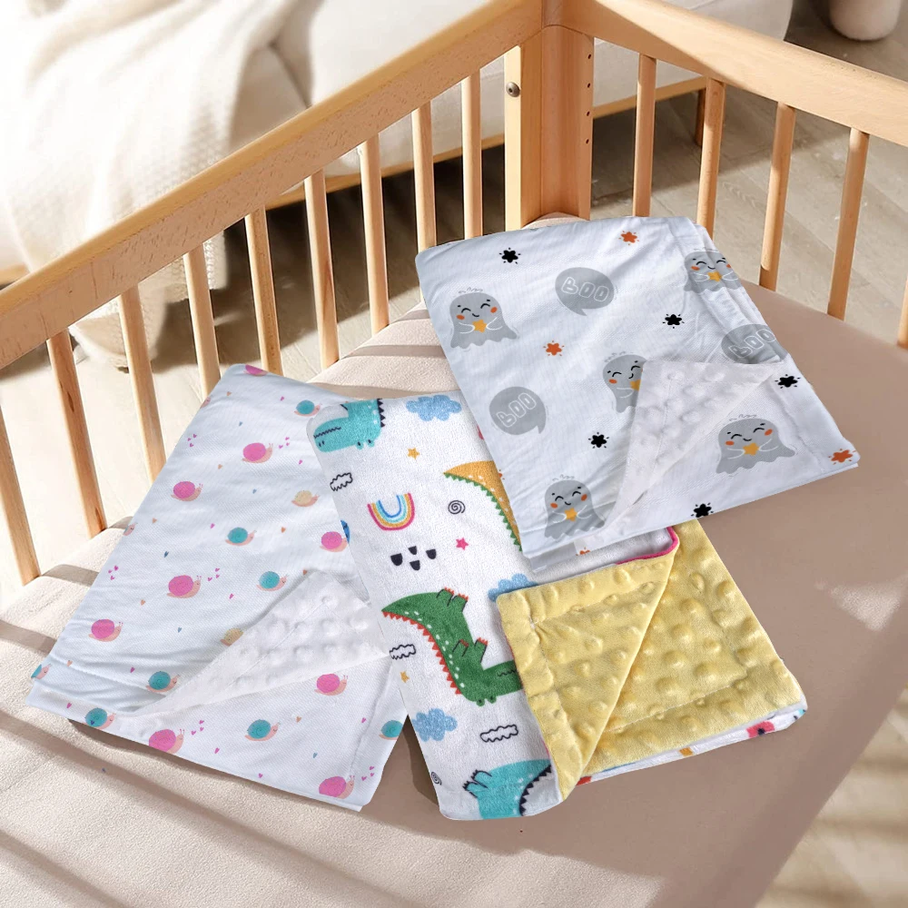 2024 new design Custom Size super soft Fleece Baby throw Blanket Plush Double Layer Minky Dot Warm kids Baby Blanket