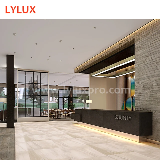 3D architecture hotel interior design service, entrance lobby design, lounge area, elevator lobby