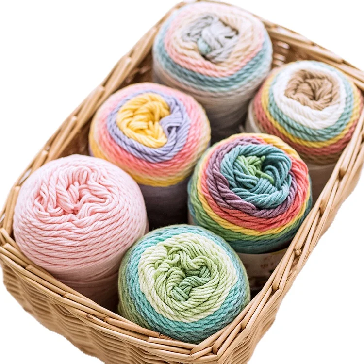 MIXED COLOURS ACRYLIC CROCHET YARN RAINBOW COTTON YARN