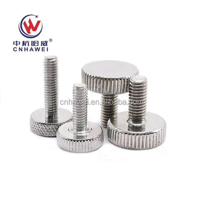 SS304 SS316  Slotted Flat Head Knurled Thumb Machine Screw DIN653