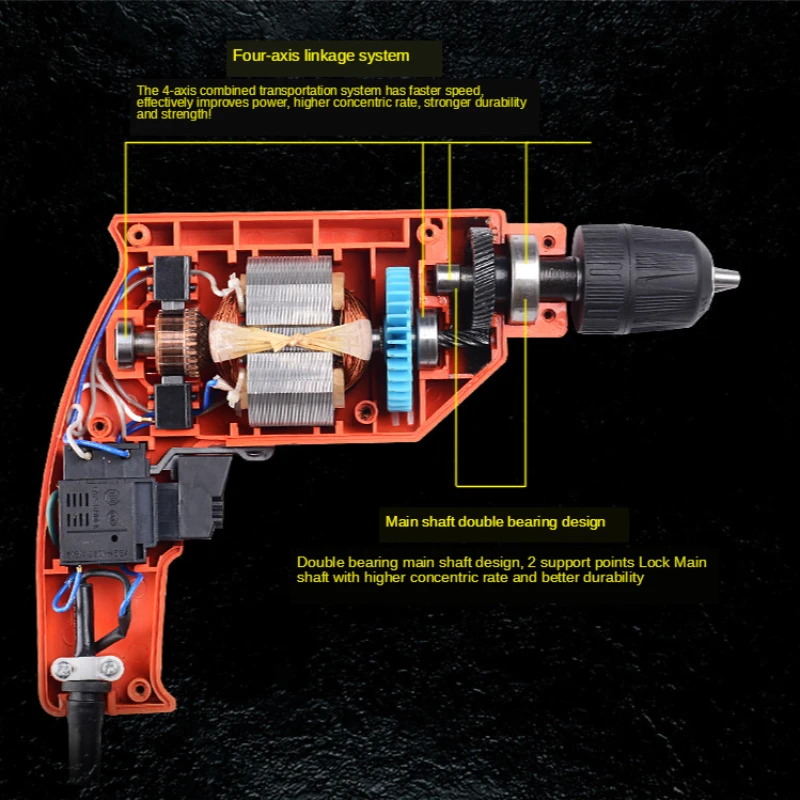 580W Hand Electric Drill Multifunctional Forward Reverse Forward Screwdriver  Household Electric Woodworking Power Tools