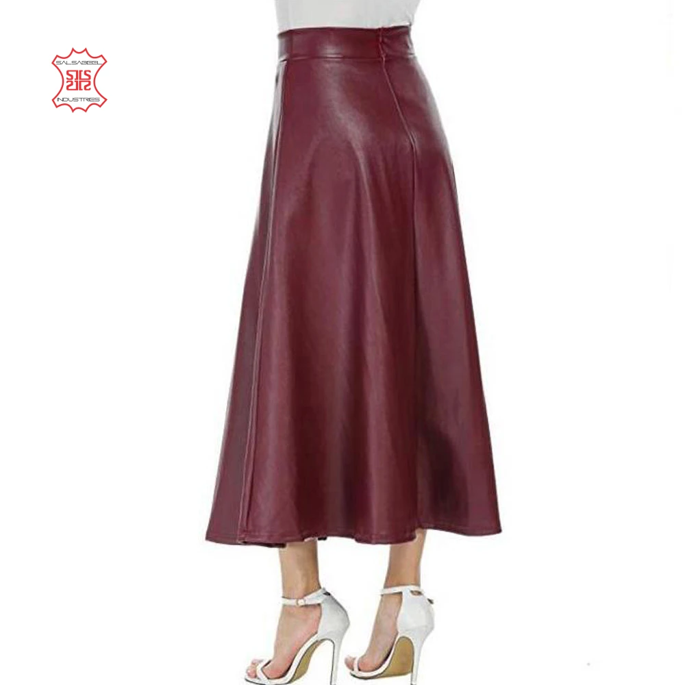 
2020 wholesale high quality custom design women plain long leather long skirt 