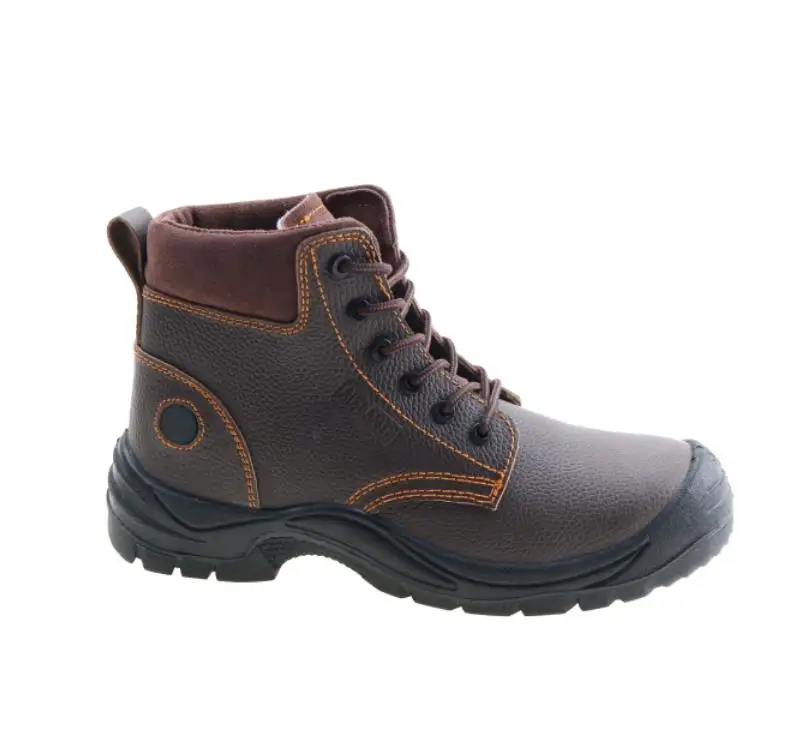 Construction boots Brown genuine leather steel toe non slip industrial men safety shoes
