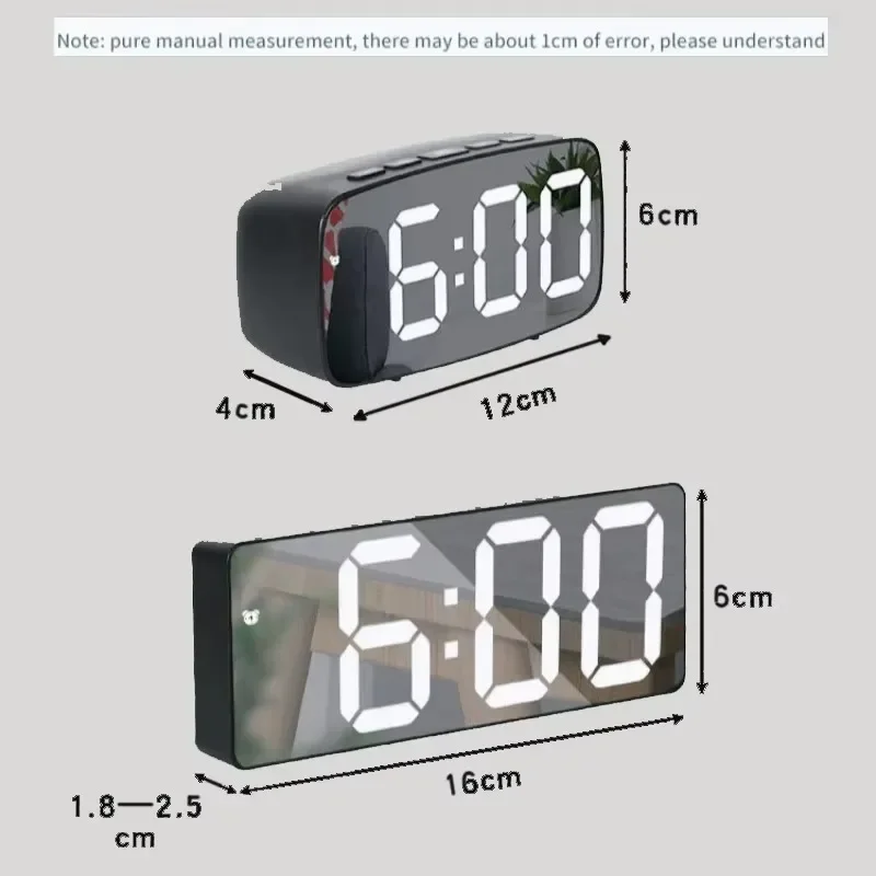 Digital Alarm Clock LED Alarm Clock Electronic Digital Clock Voice Control Dual Silent 12/24H Dual Alarm Temperature Silent Home