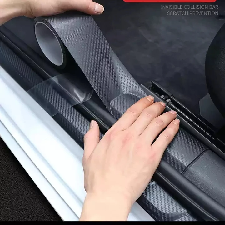 5cm*5m 5D Carbon Fiber Car Stickers Car Door Sill Strips Protector Vinyl Film Auto Bumper Sticker Car Anti Scratch Scuff Tape